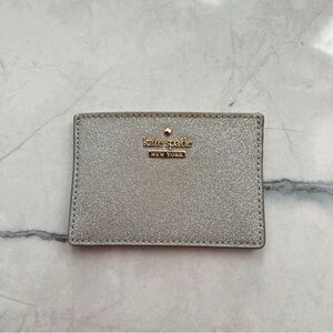 Kate Spade Metallic Silver Glitter Card Holder